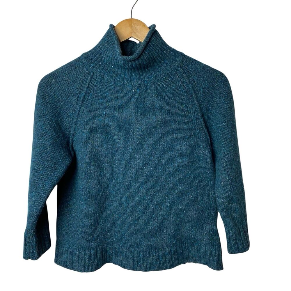 Turtleneck Rib-Knit Sweater in Teal